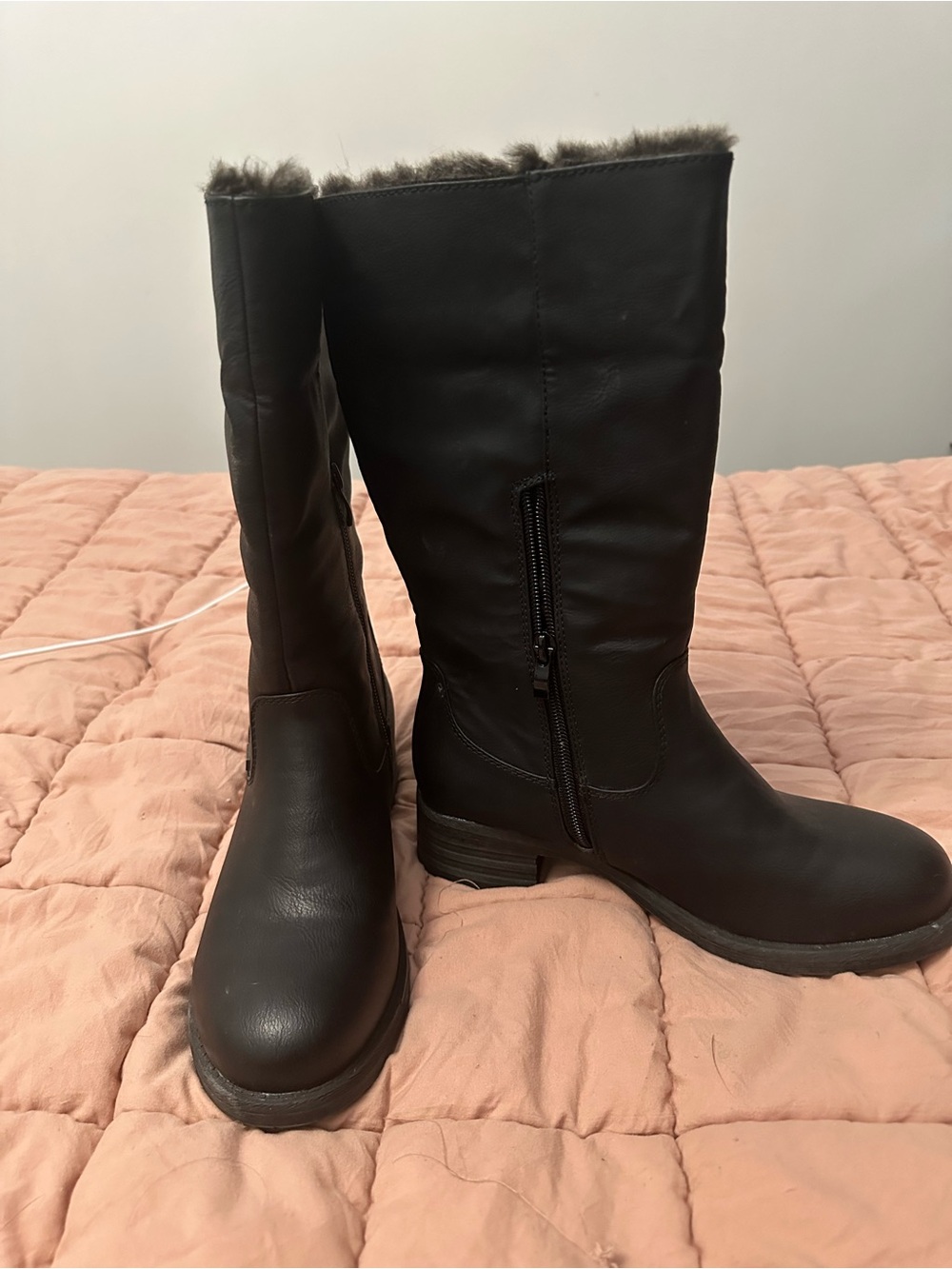 Rieker Black Mid-Calf Winter Boots with Fur Trim - Picture 3 of 5